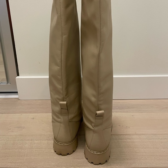 Cream Tall Leather Boots - Picture 5 of 10